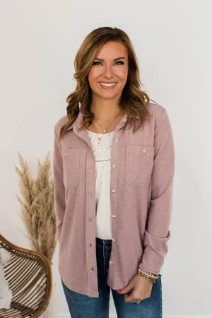 Thread & Supply Free Falling Lightweight Button Down Jacket- Blush