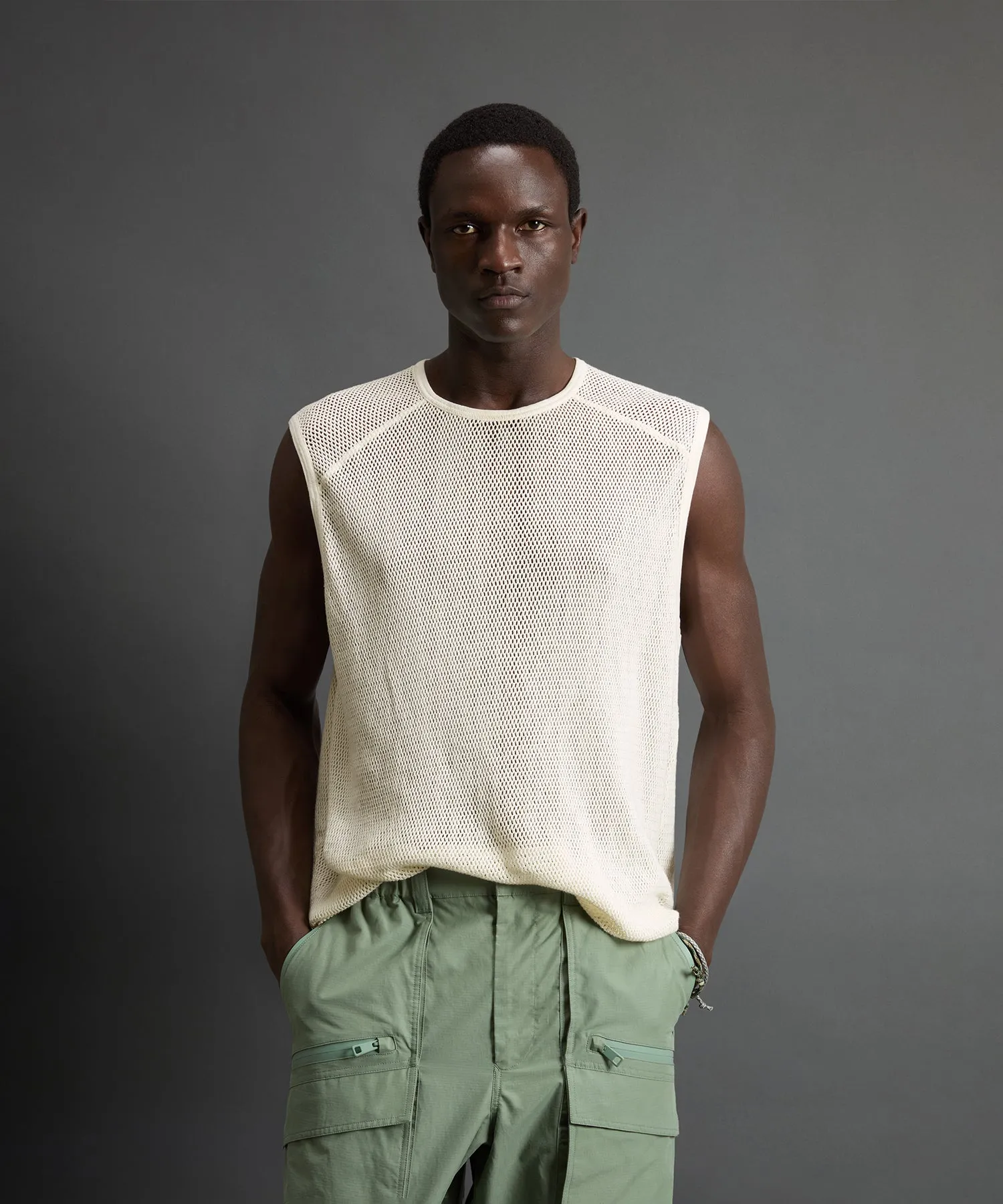 Todd Snyder x Woolrich Mesh Muscle Tank in Bisque