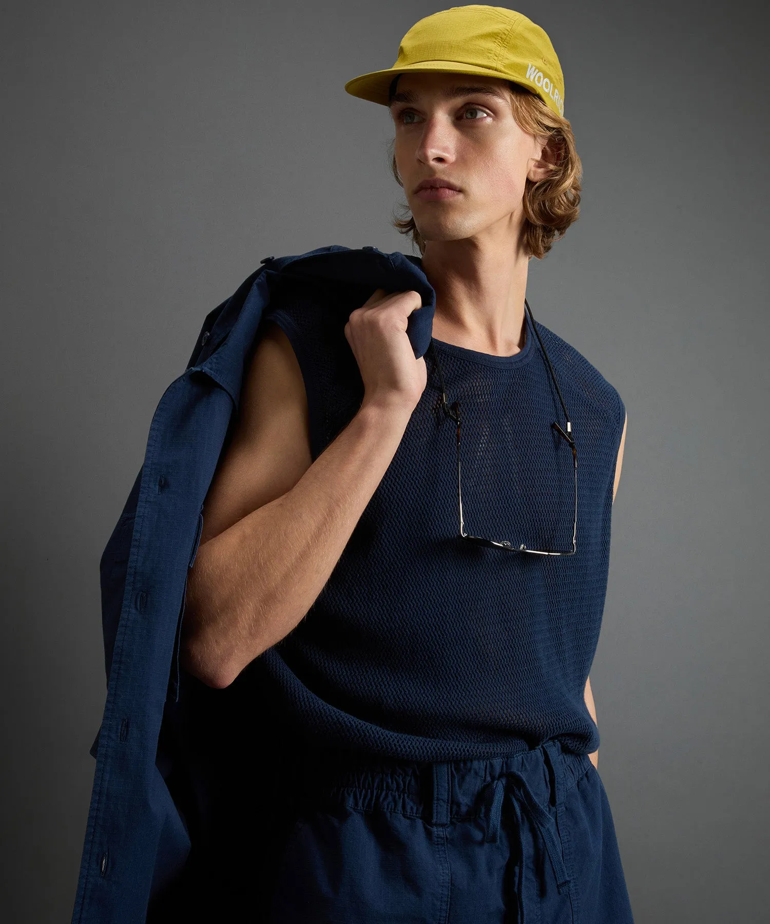 Todd Snyder X Woolrich Mesh Muscle Tank in Dream Blue