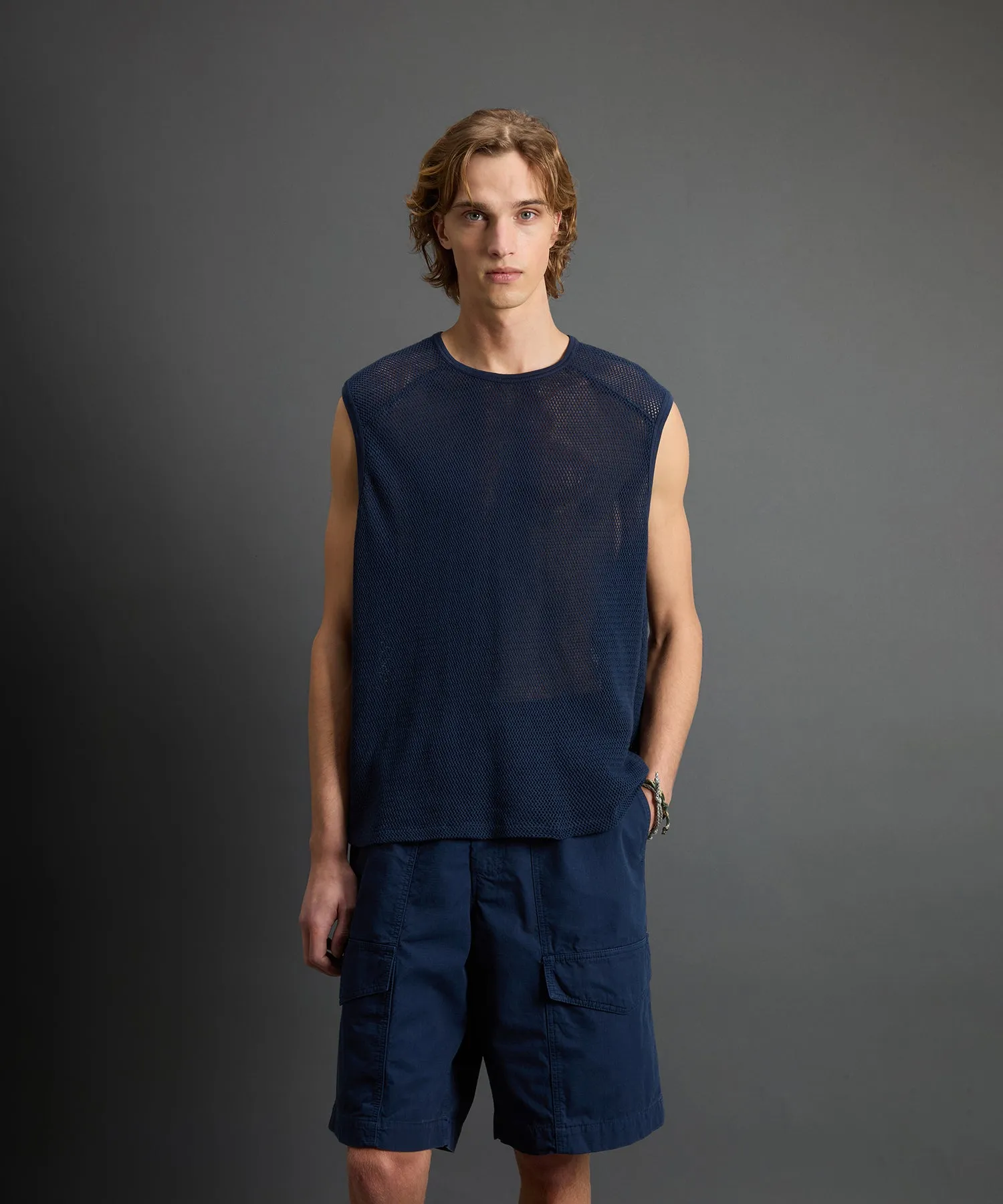 Todd Snyder X Woolrich Mesh Muscle Tank in Dream Blue