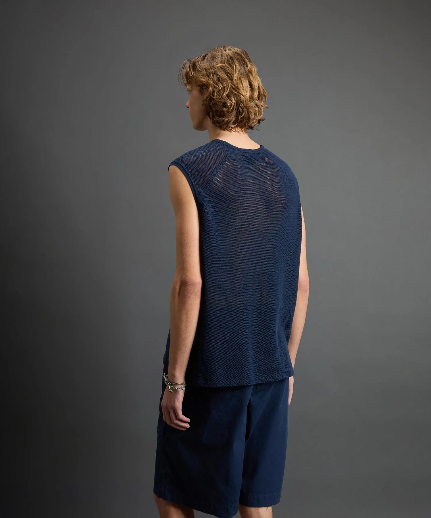 Todd Snyder X Woolrich Mesh Muscle Tank in Dream Blue