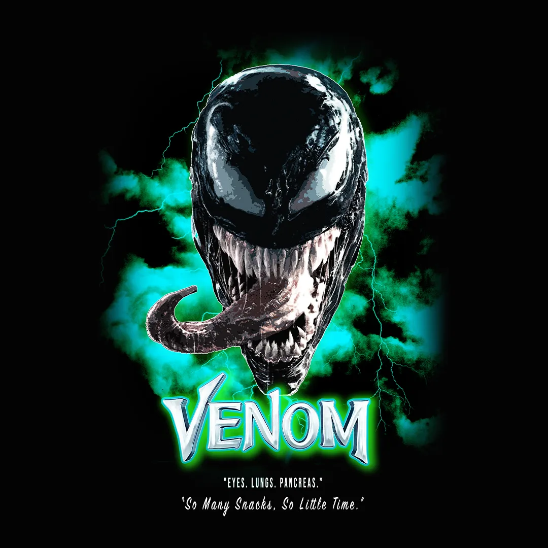 VENOM CUSTOM PRINTED BLACK T-SHIRT