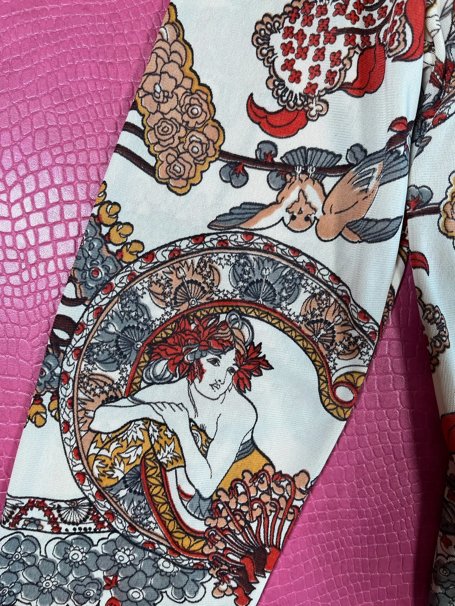 Vintage 70s Novelty Art Nouveau Print 3-piece - Best Fits Size XS-M