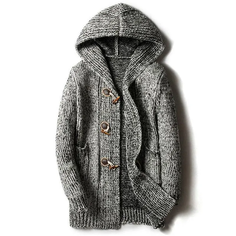 West Louis™ Hooded Knit Jersey Cardigan Sweater