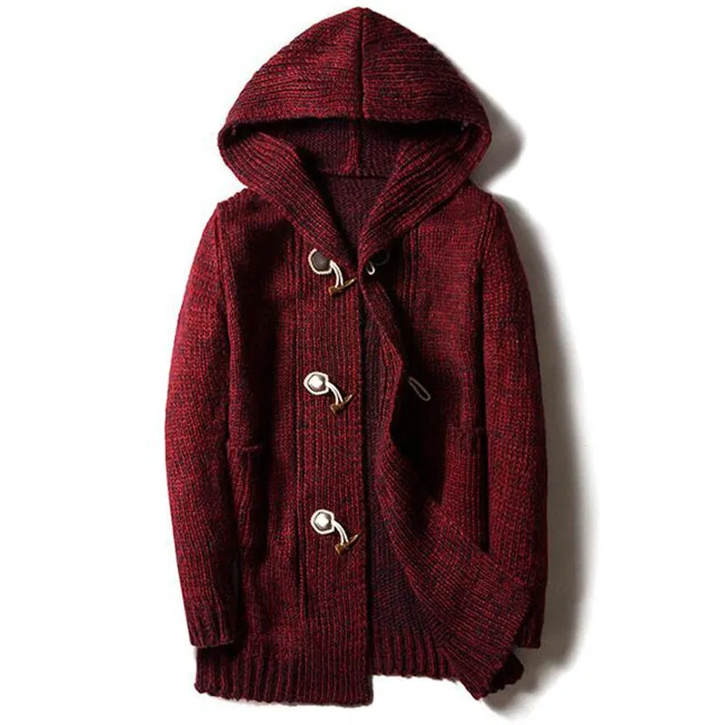 West Louis™ Hooded Knit Jersey Cardigan Sweater