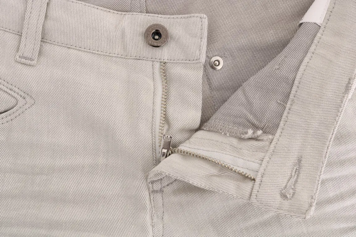White Cotton Stretch Slim Jeans