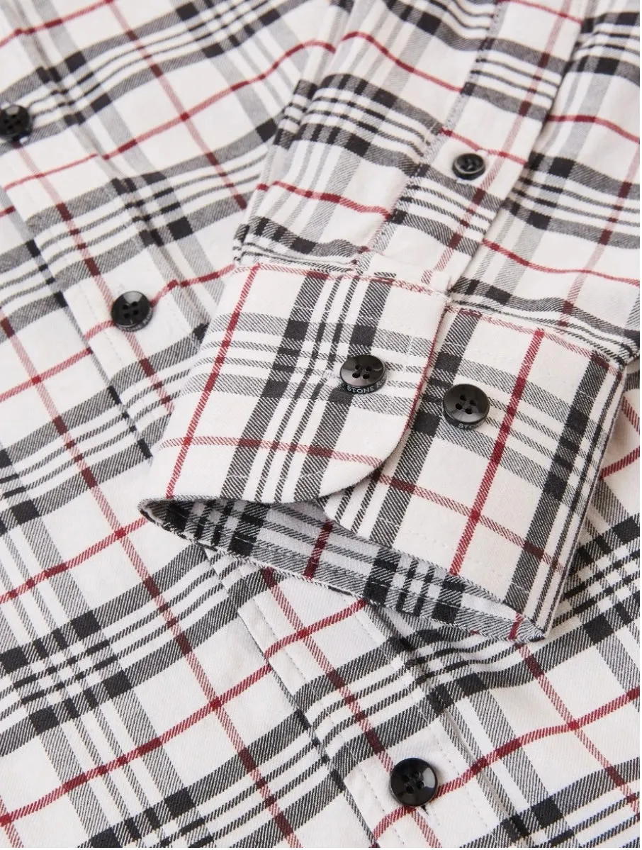 White Dry Touch Woven Long Sleeve Check Shirt