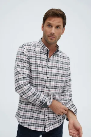 White Dry Touch Woven Long Sleeve Check Shirt