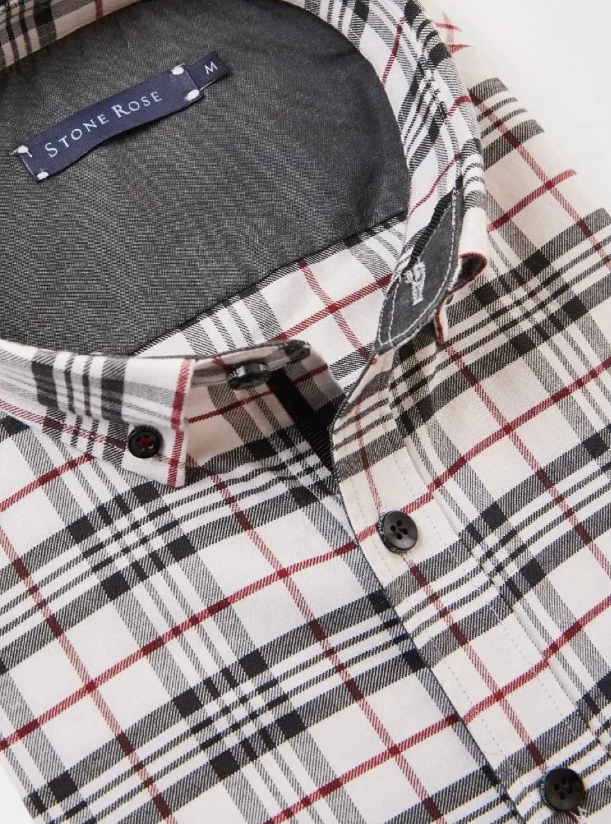 White Dry Touch Woven Long Sleeve Check Shirt