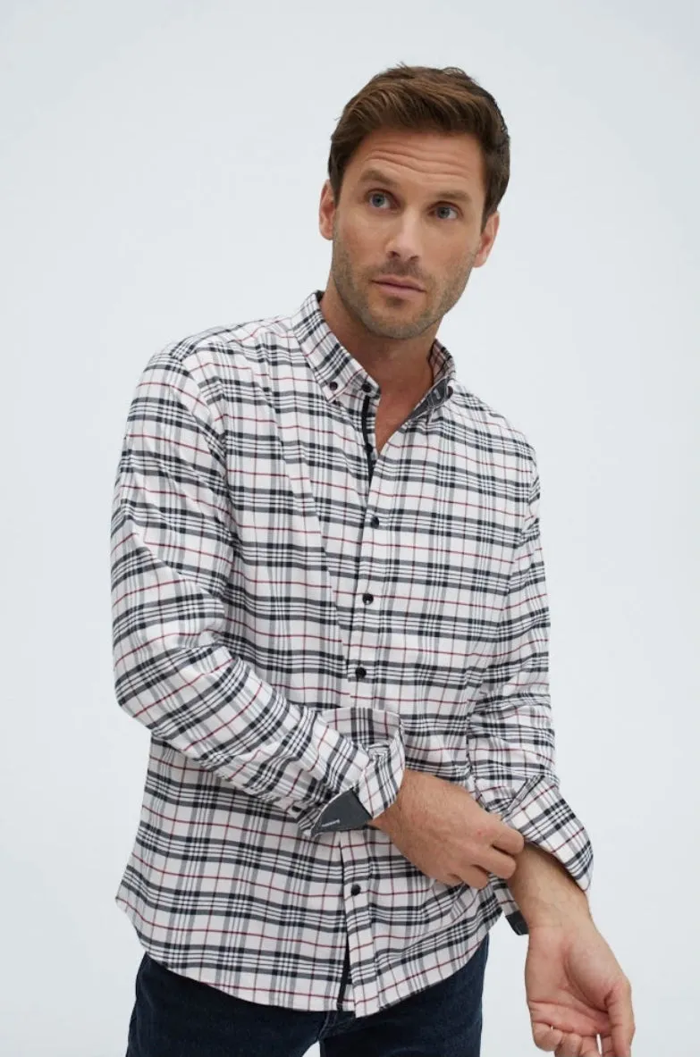 White Dry Touch Woven Long Sleeve Check Shirt