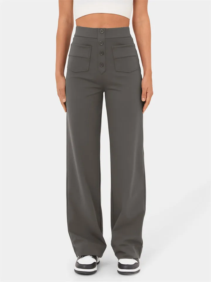 Women's High-Rise Buttoned Stretch Flexi Pants