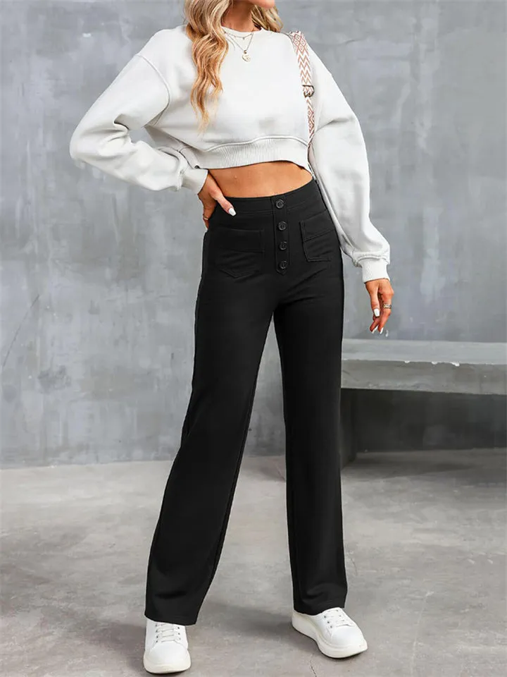 Women's High-Rise Buttoned Stretch Flexi Pants