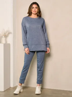 WOMEN'S LONG SLEEVE SOLID FLEECE SWEATER