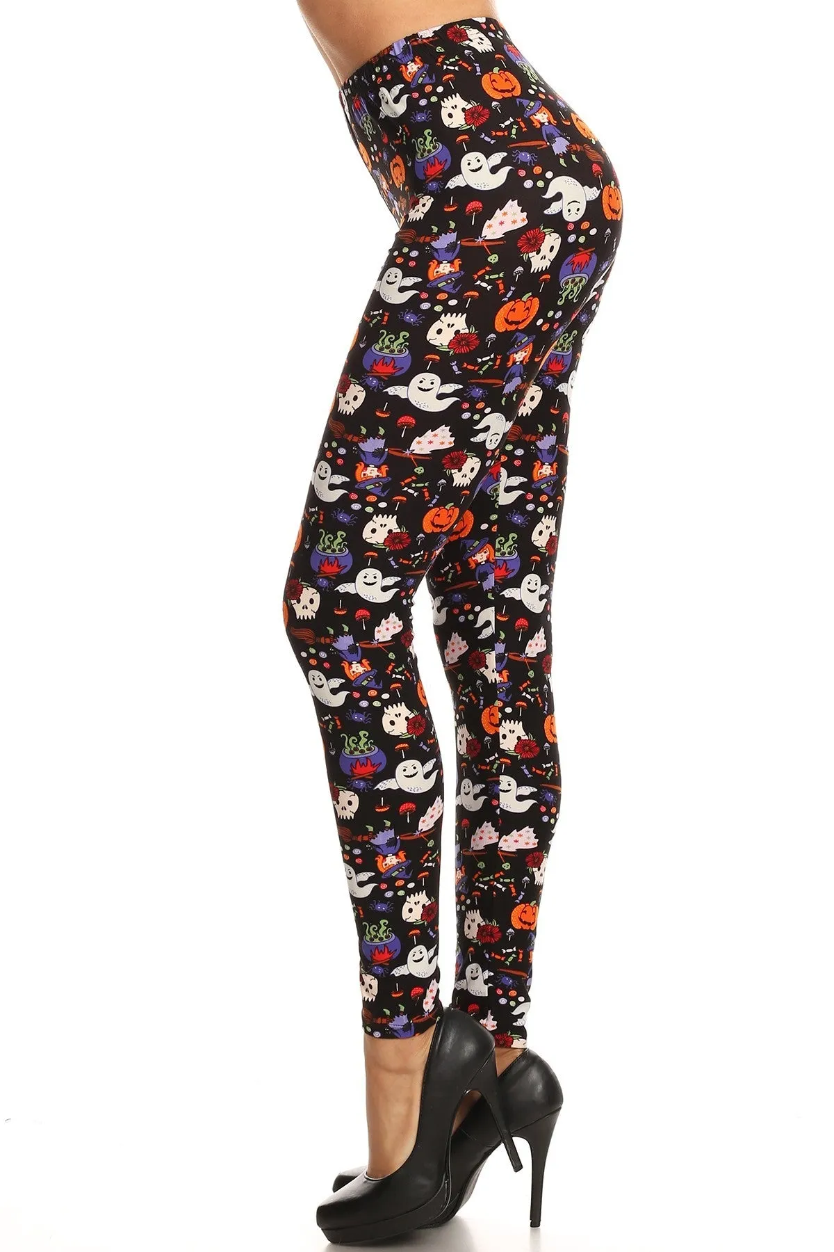 Women's Regular Halloween Pumpkin Ghost Pattern Printed Leggings