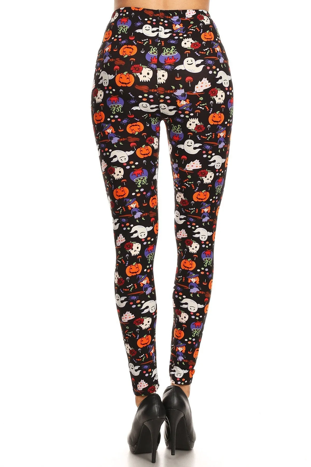 Women's Regular Halloween Pumpkin Ghost Pattern Printed Leggings