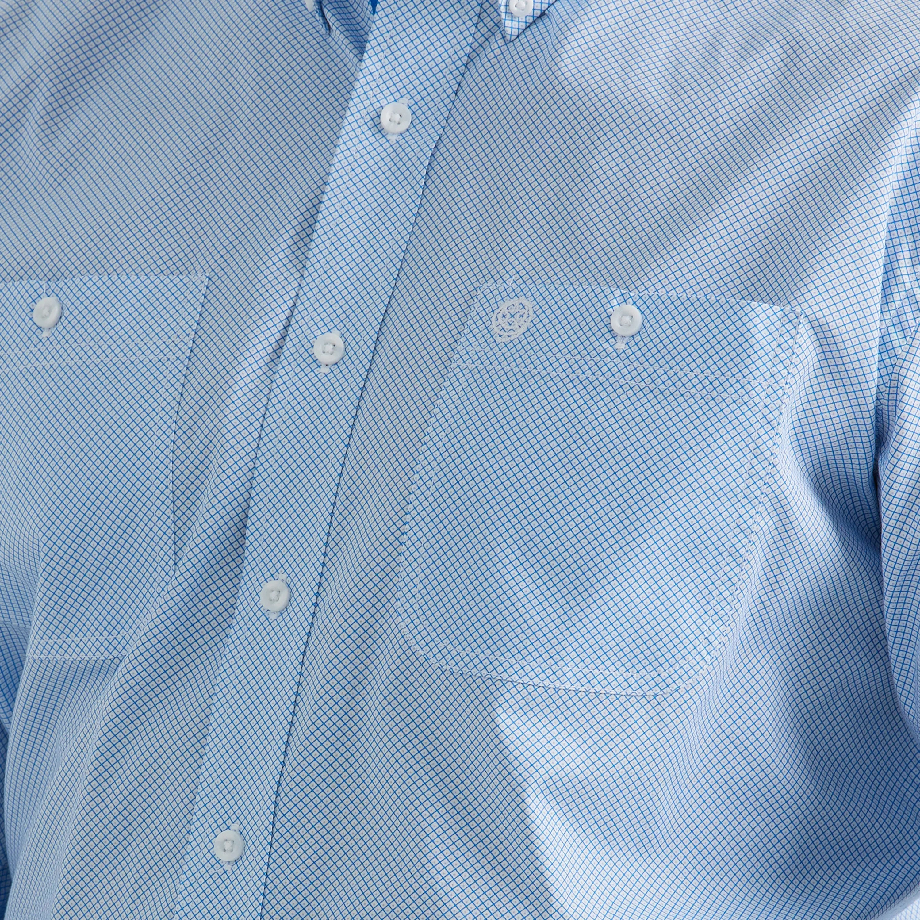 Wrangler Mens George Strait Relaxed Fit Stretch Light Blue Shirt