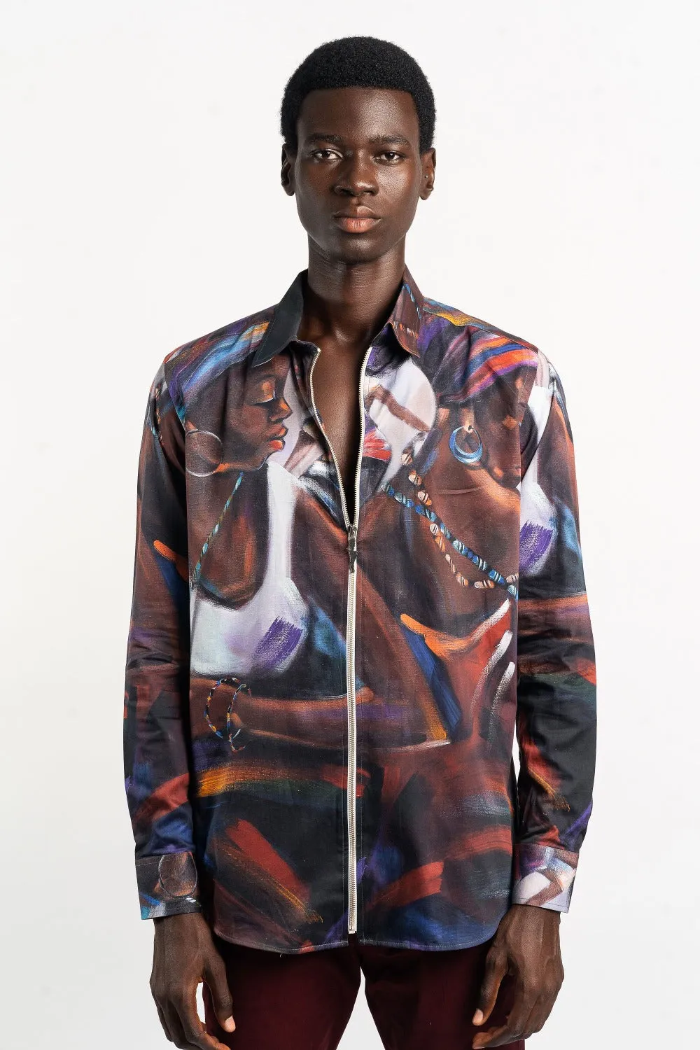 ZIP-UP SHIRT - "AFRICAN ART"