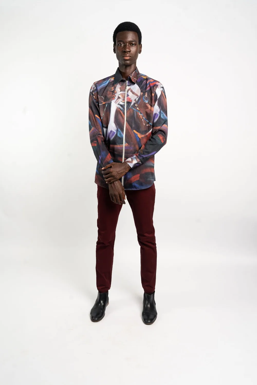 ZIP-UP SHIRT - "AFRICAN ART"