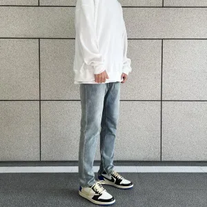 Zipper Stretch Blue Slim Jeans