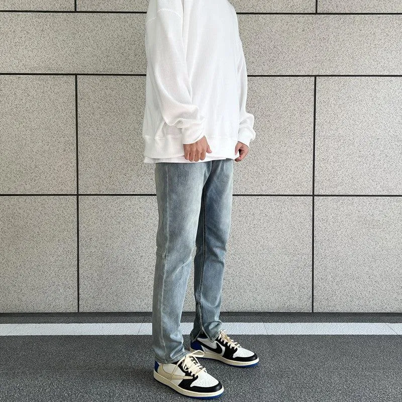 Zipper Stretch Blue Slim Jeans